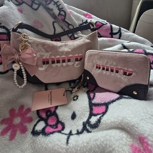 Juicy Couture shoulder bag and matching wallet. Bow and flower charm included!